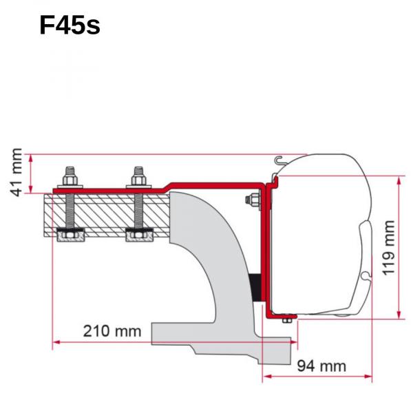 Komplettset Markise Fiamma F45s Mercedes Vito 1996 - 2003 originalem MB Dachträger #98655-284